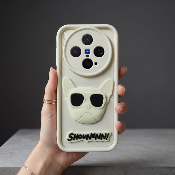 Cream SHOUNENN BULLDOG Silicone case for Vivo X300 - The Hatke