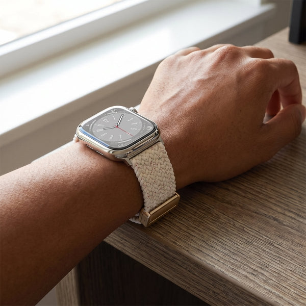 Cream Unity Braided Solo Loop For Strap For Apple Watch Series 1 (42mm/44mm/45mm/46mm/49mm) - The Hatke