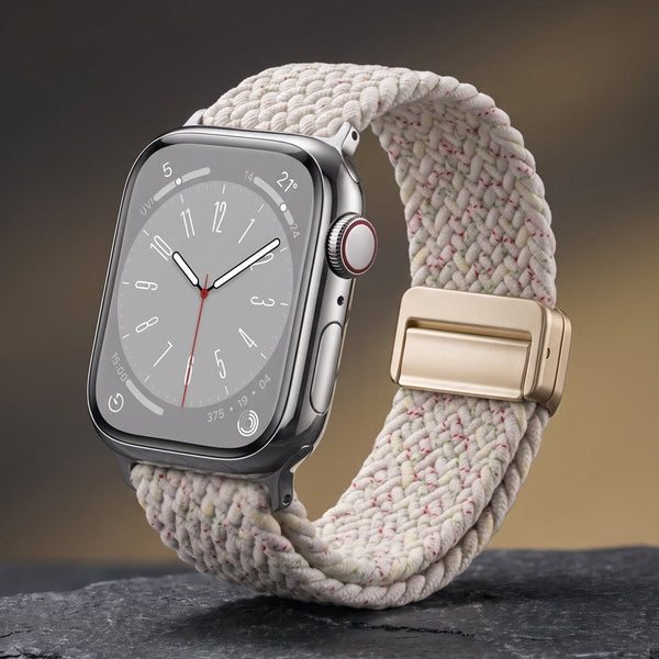 Cream Unity Braided Solo Loop For Strap For Apple Watch Series 1 (42mm/44mm/45mm/46mm/49mm) - The Hatke