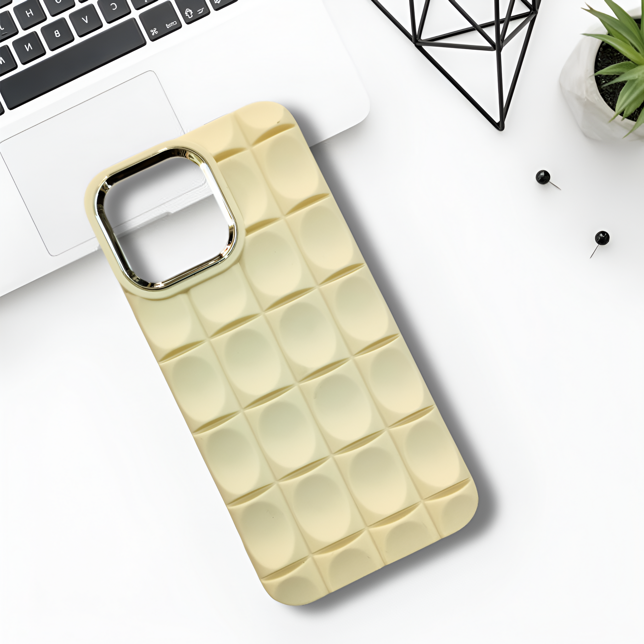 Cream Grid silicone case for Apple iPhone 14 Pro Max