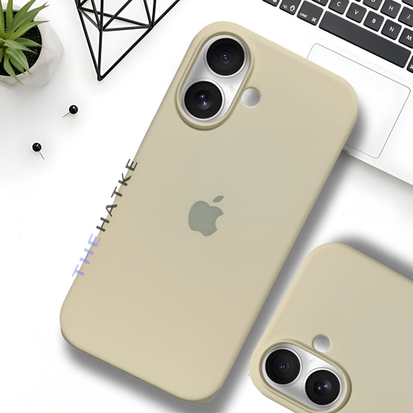 Cream Original Silicone case for Apple iphone 16 Plus