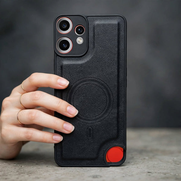 Crest Black Leather Case for CMF PHONE 2 Pro - The Hatke