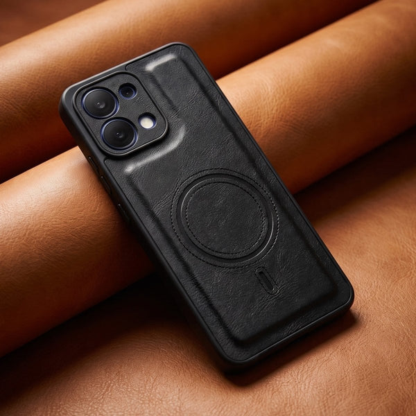 Crest Black Leather Case for Oppo F33 - The Hatke