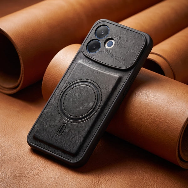 Crest Black Leather Case for Oppo F33 Pro - The Hatke