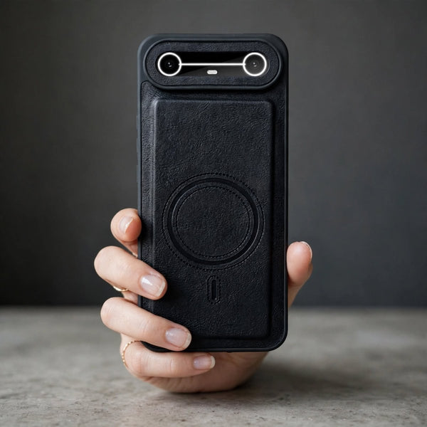 Crest Black Leather Case for Tecno Pova Slim - The Hatke