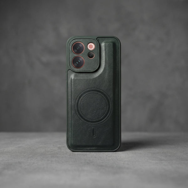 Crest Black Leather Case for Vivo V70 Elite - The Hatke