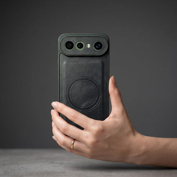 Crest Black Leather Case for Vivo X300 FE - The Hatke