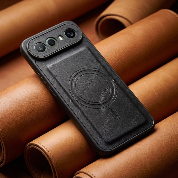 Crest Black Leather Case for Vivo X300 FE - The Hatke
