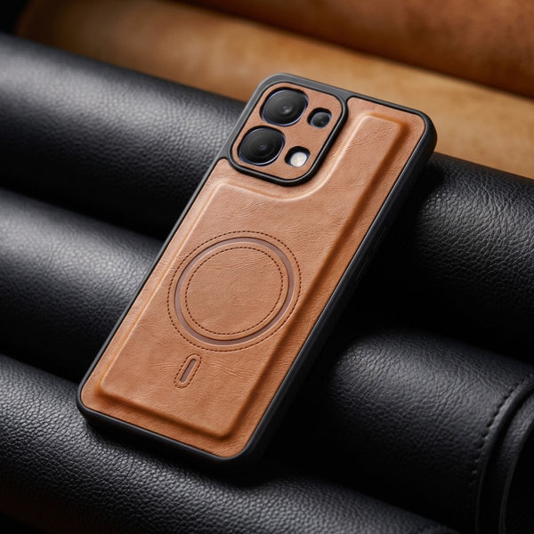 Crest Brown Leather Case for Oppo F33 - The Hatke