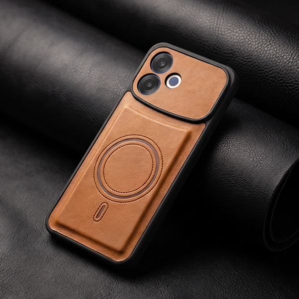 Crest Brown Leather Case for Oppo F33 Pro - The Hatke