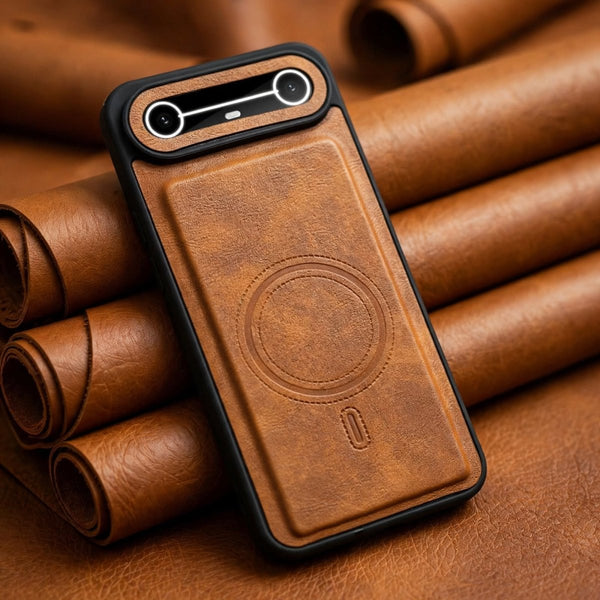 Crest Brown Leather Case for Tecno Pova Slim - The Hatke