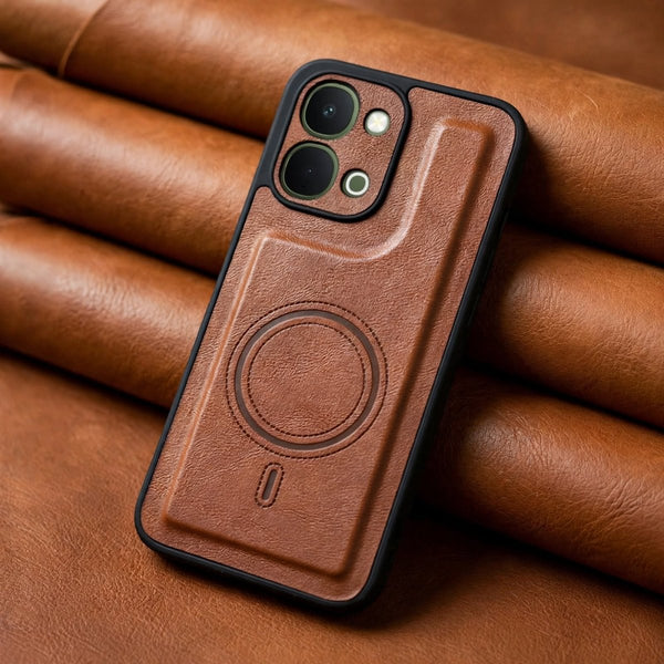 Crest Brown Leather Case for Vivo T5X - The Hatke