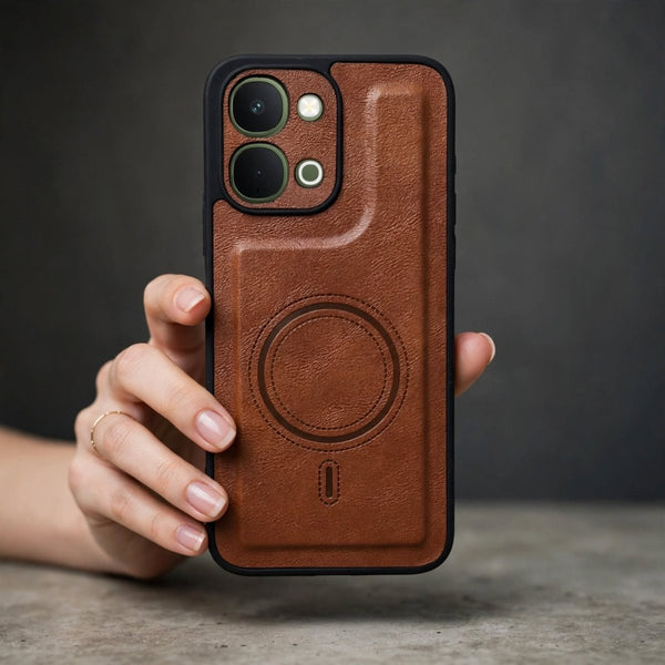 Crest Brown Leather Case for Vivo T5X - The Hatke