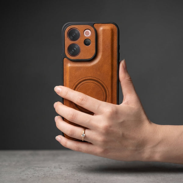 Crest Brown Leather Case for Vivo V70 Elite - The Hatke