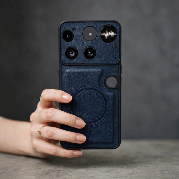 Crest Dark Blue Leather Case for Nothing Phone 3 - The Hatke