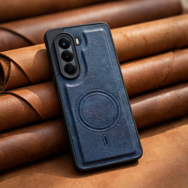 Crest Dark Blue Leather Case for Oneplus Nord Ce 6 Lite - The Hatke