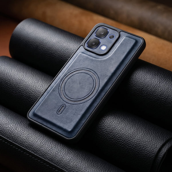 Crest Dark Blue Leather Case for Oppo F33 - The Hatke