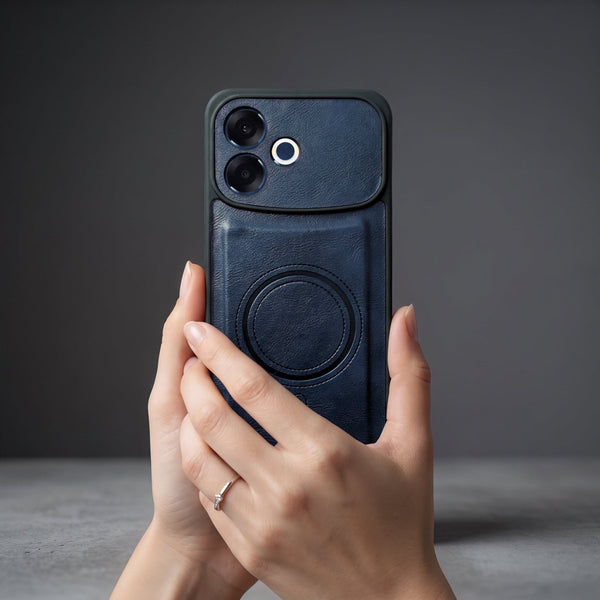 Crest Dark Blue Leather Case for Oppo F33 Pro - The Hatke