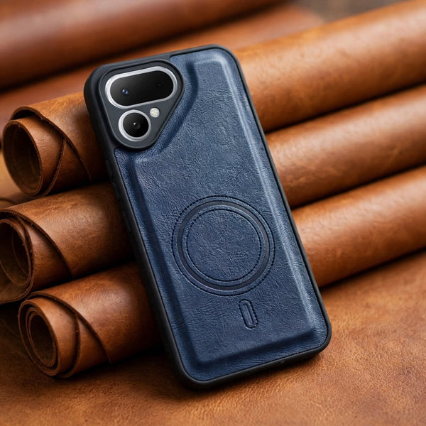 Crest Dark Blue Leather Case for Tecno Pova Curve 2 - The Hatke