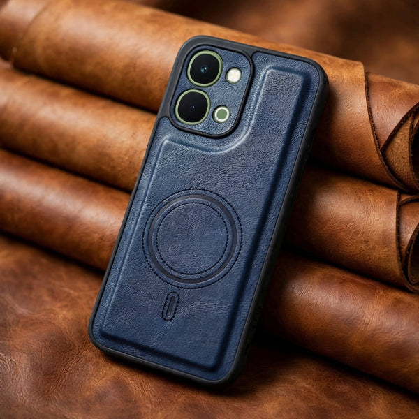 Crest Dark Blue Leather Case for Vivo T5X - The Hatke