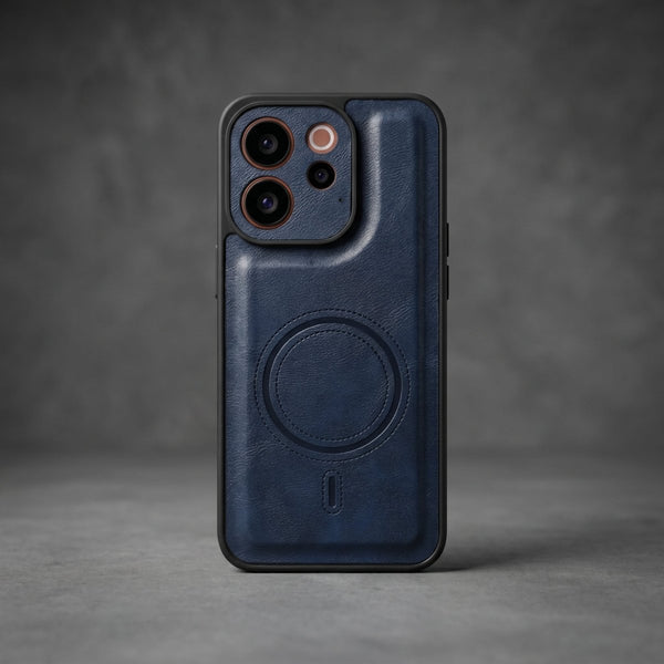 Crest Dark Blue Leather Case for Vivo V70 Elite - The Hatke