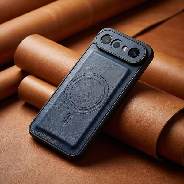 Crest Dark Blue Leather Case for Vivo X300 FE - The Hatke