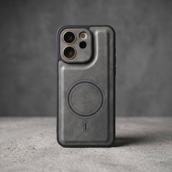 Crest Grey Leather Case for Vivo V70 Elite - The Hatke