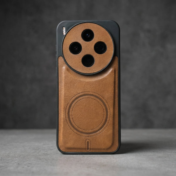 Crest Light Brown Leather Case for Vivo X300 - The Hatke