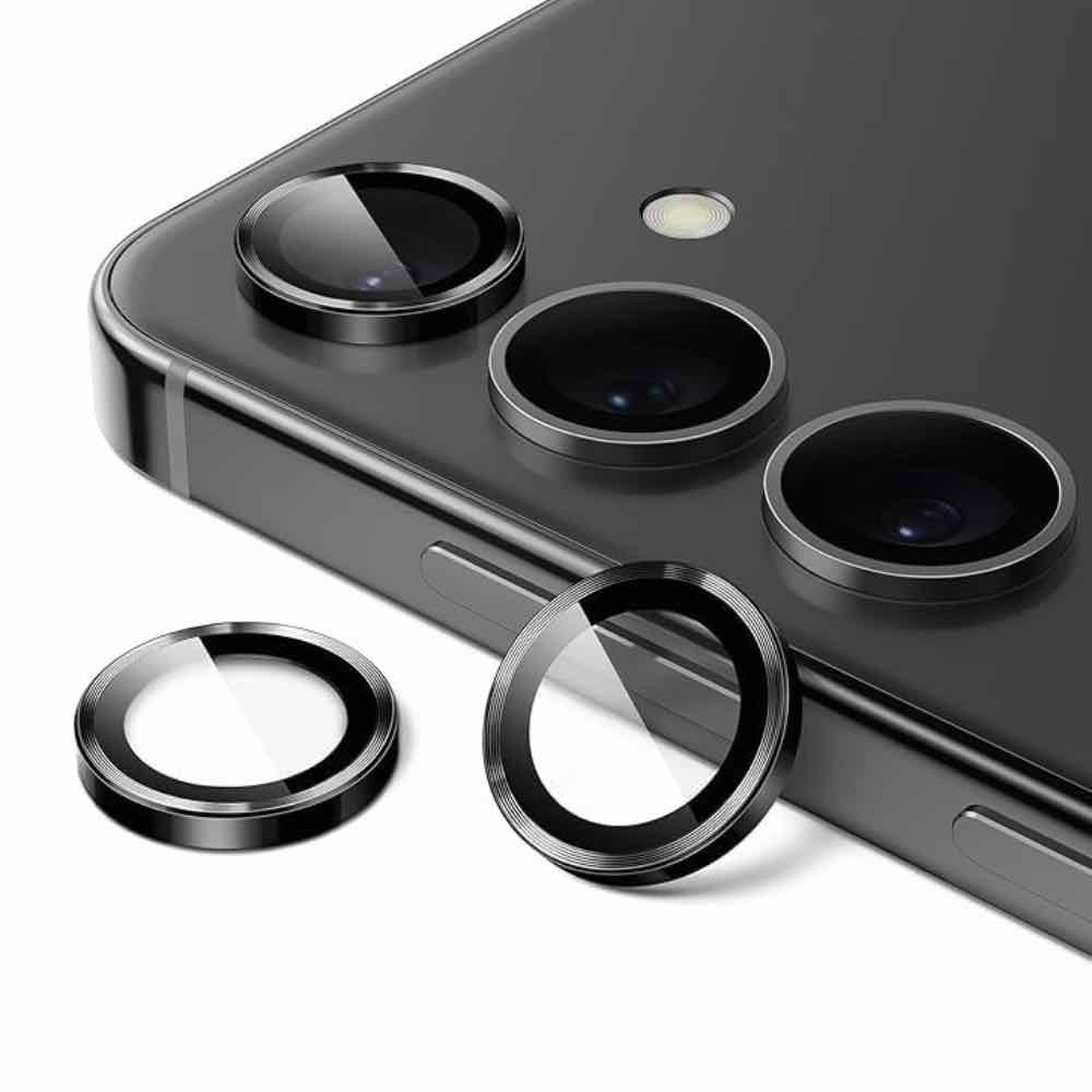 Black Metallic camera ring lens guard for Samsung S25 plus