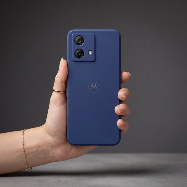 Dark Blue Camera Original Silicone case for Motorola G84 - The Hatke