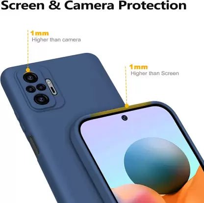 Dark Blue Camera Original Silicone Case for Redmi Note 10 Pro - The Hatke