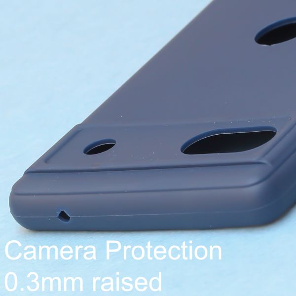 Dark Blue Candy Logo Cut Silicone Case for Google Pixel 6A - The Hatke
