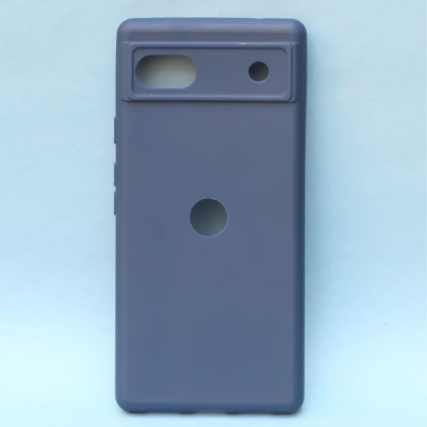 Dark Blue Candy Logo Cut Silicone Case for Google Pixel 6A - The Hatke
