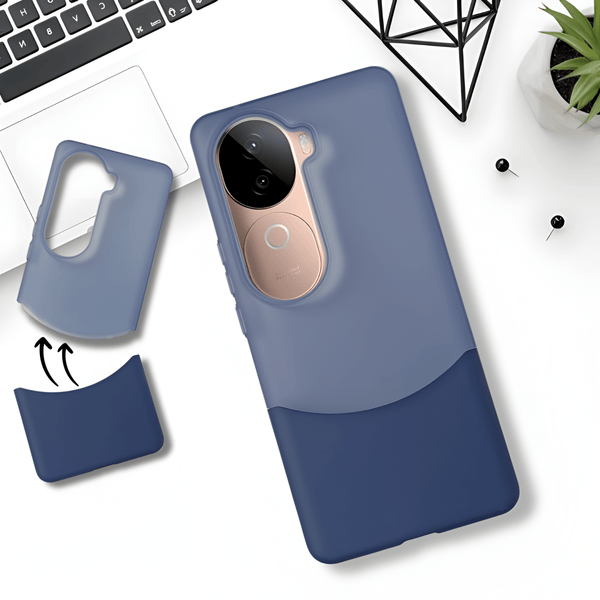 Dark Blue Detach Matte Case for Vivo V40E - The Hatke