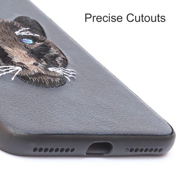 Dark Blue Leather Black Panther Ornamented for Apple Iphone 7 Plus - The Hatke
