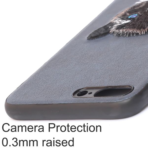 Dark Blue Leather Black Panther Ornamented for Apple Iphone 7 Plus - The Hatke