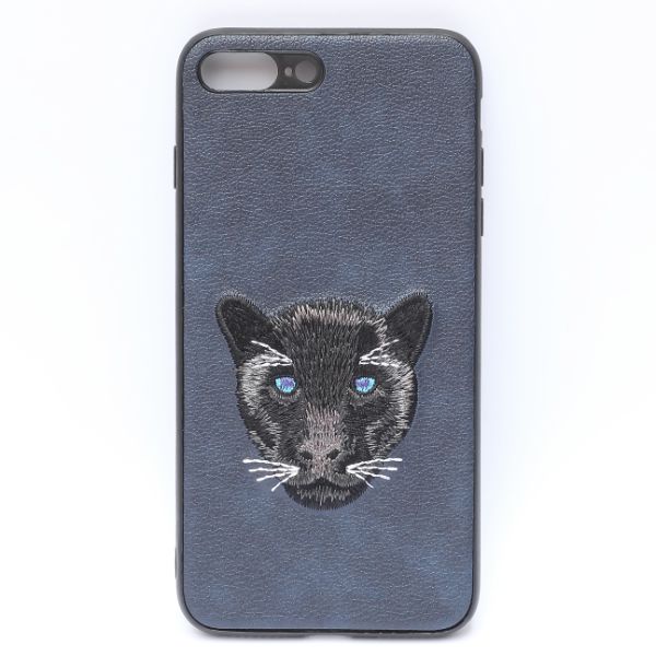 Dark Blue Leather Black Panther Ornamented for Apple Iphone 7 Plus - The Hatke