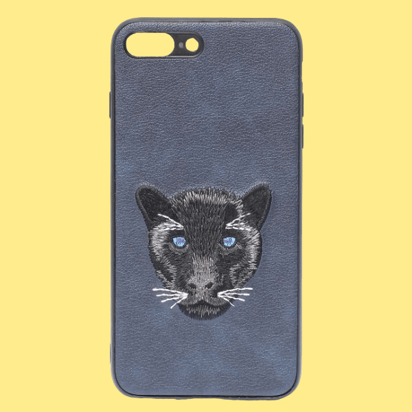 Dark Blue Leather Black Panther Ornamented for Apple Iphone 7 Plus - The Hatke