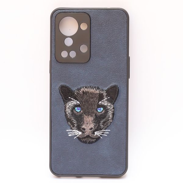 Dark Blue Leather Black Panther Ornamented for Oneplus Nord 2T - The Hatke