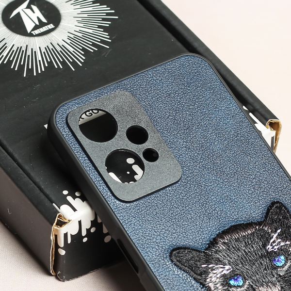 Dark Blue Leather Black Panther Ornamented for Oneplus Nord CE 2 Lite - The Hatke