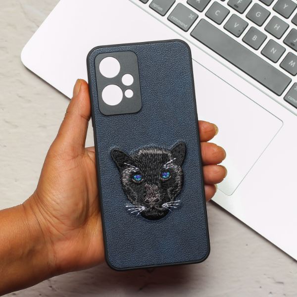 Dark Blue Leather Black Panther Ornamented for Oneplus Nord CE 2 Lite - The Hatke