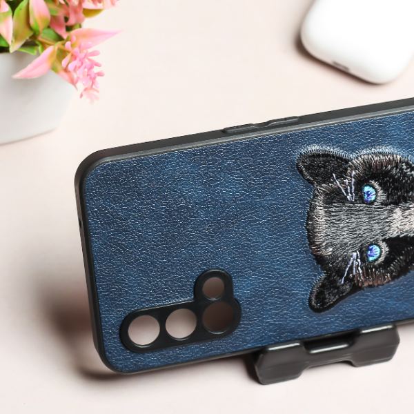 Dark Blue Leather Black Panther Ornamented for Oneplus Nord CE - The Hatke