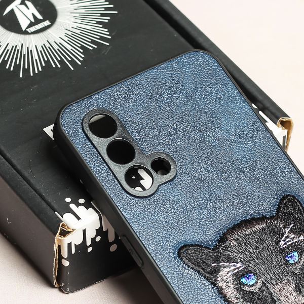 Dark Blue Leather Black Panther Ornamented for Oneplus Nord CE - The Hatke
