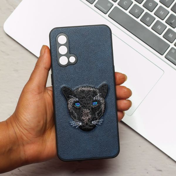 Dark Blue Leather Black Panther Ornamented for Oneplus Nord CE - The Hatke