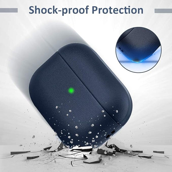 Dark Blue Leather Case For Apple Airpods Pro - The Hatke