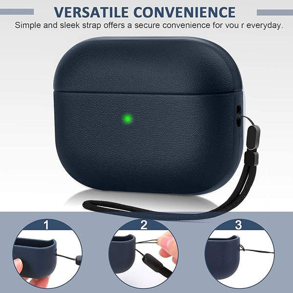 Dark Blue Leather Case For Apple Airpods Pro - The Hatke
