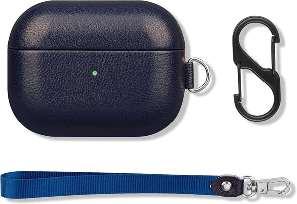 Dark Blue Leather Case For Apple Airpods Pro - The Hatke