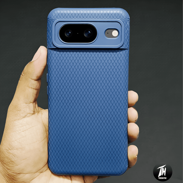 Dark Blue Line Wave Silicone Case for Google Pixel 8 - The Hatke