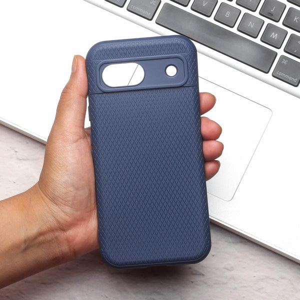 Dark Blue Line Wave Silicone Case for Google Pixel 8 - The Hatke