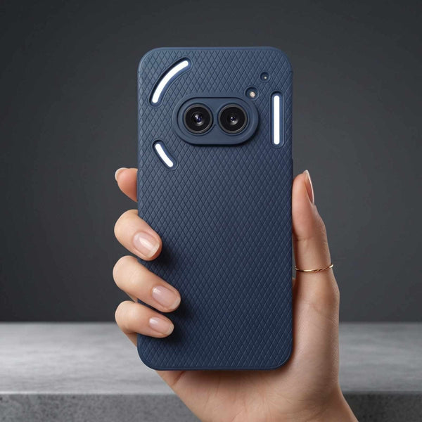 Dark Blue Line Wave Silicone Case for Nothing Phone 2A - The Hatke